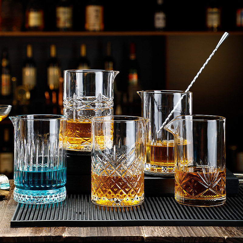 日式水晶调酒杯鸡尾酒玻璃搅拌杯酒吧调酒师调和杯子杯具调酒器具