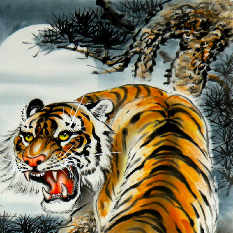 中美协会员 何志翔四尺走兽上山老虎