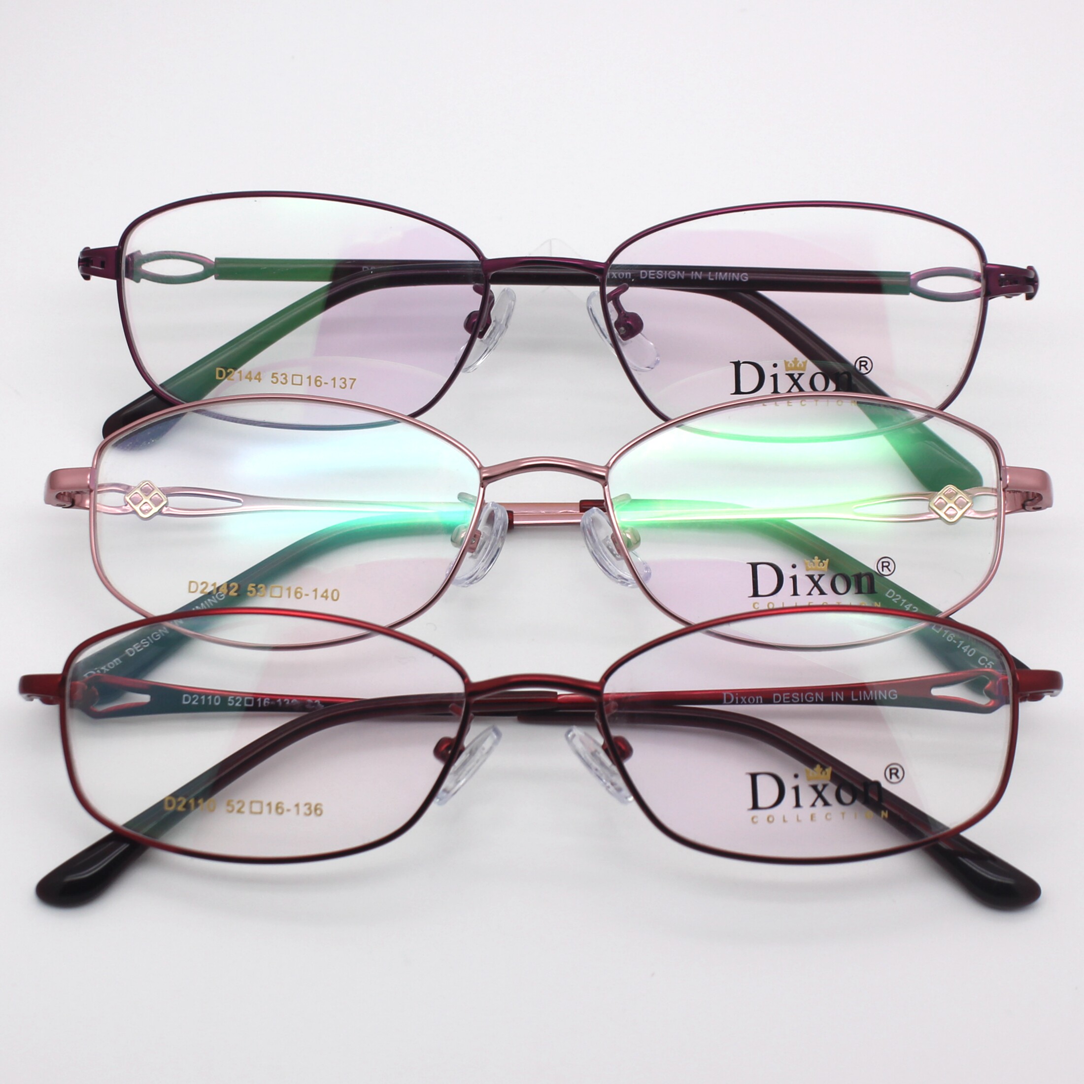 dixon迪克逊全框眼镜架女酒红色小方形近视眼镜d2110/d2142/d2144