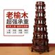 实木花架榆木质鱼缸架子室内矮中式客厅仿古木头圆形盆景空调底座