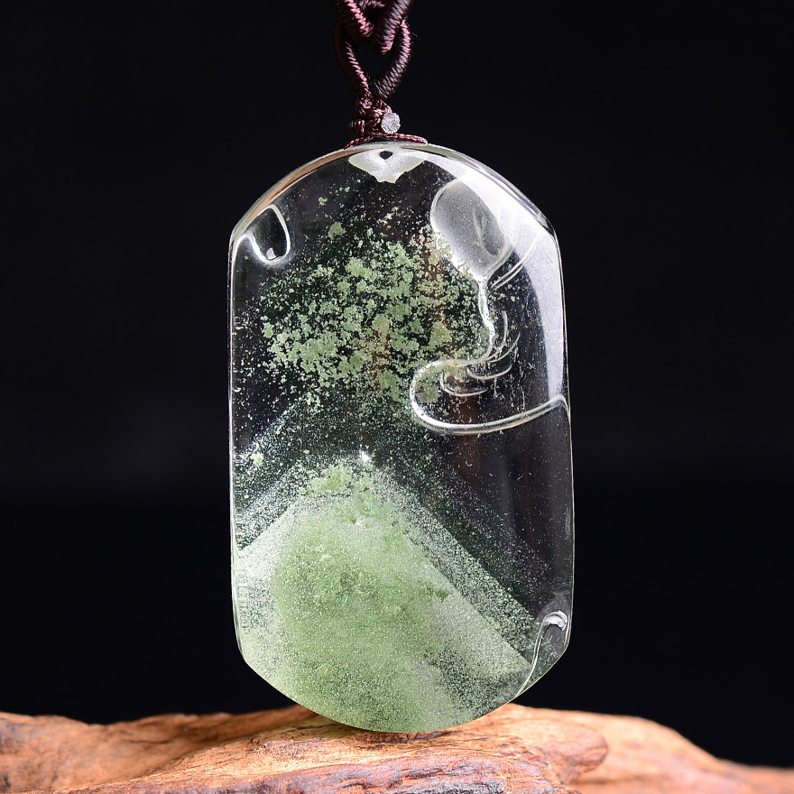 裸重49.02克绿幽灵千层山吊坠 悟道 山形好 层次感极强