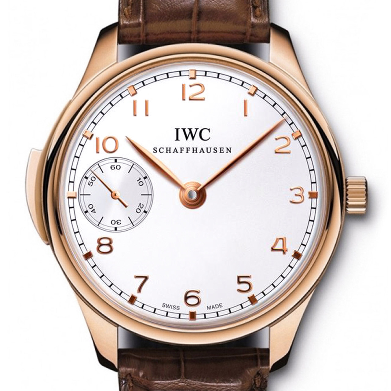 [即拍即得][9.9新]官方报价610000万国手动机械男表玫瑰金三问