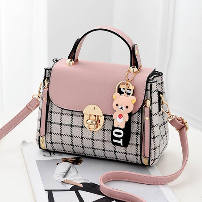 cherres小方单肩格纹拼接包拼接手提百搭2022包包女保温包袋