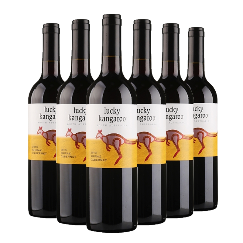 lucky kangaroo幸运袋鼠 西拉赤霞珠干红葡萄酒 750ml*6瓶 原瓶