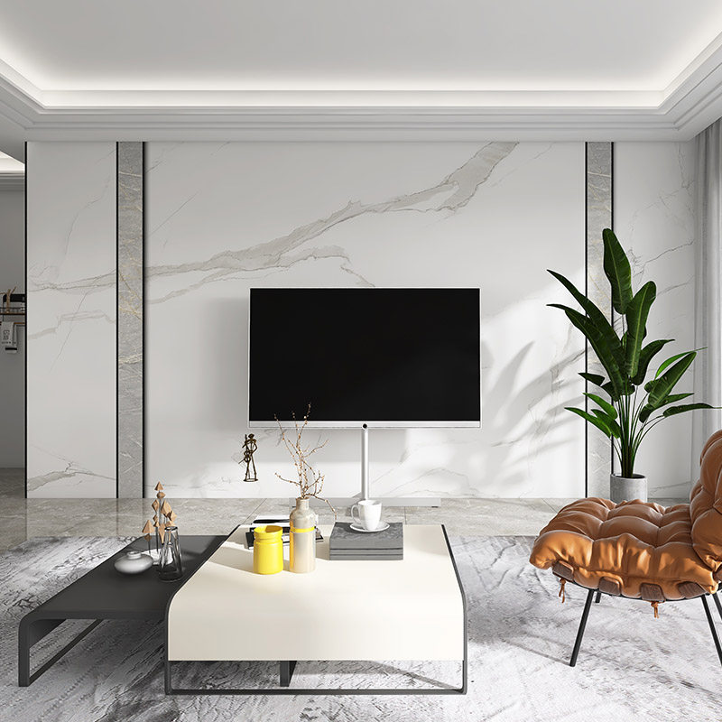 竹木纤维集成板电视背景墙现代简约客厅卧室大理石护墙板轻奢风格