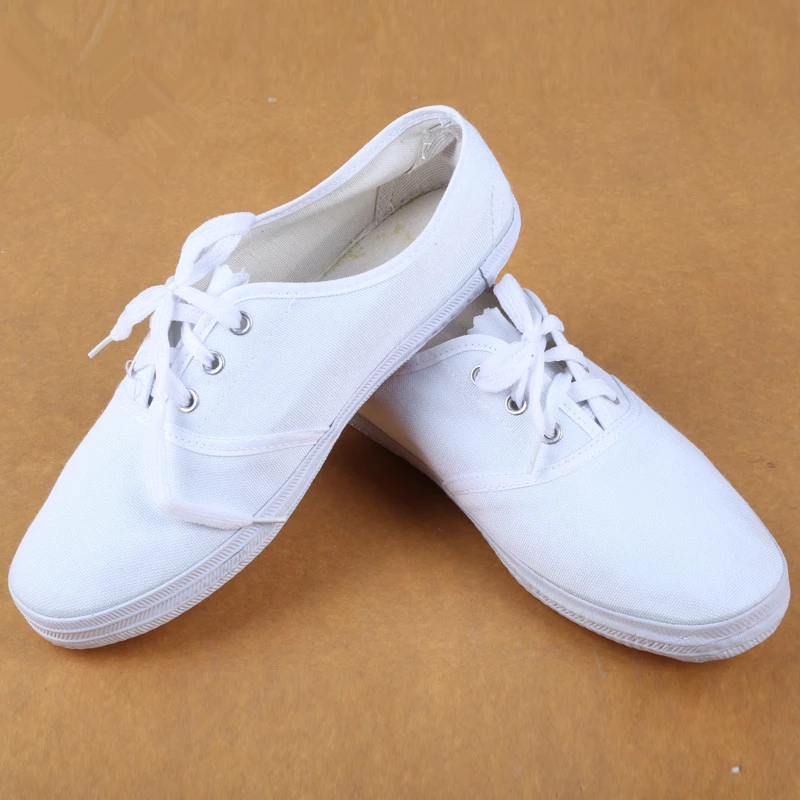 男帆布鞋成人_男女式白色休操帆布鞋舞蹈鞋儿童成人休闲鞋牛筋底跑步
