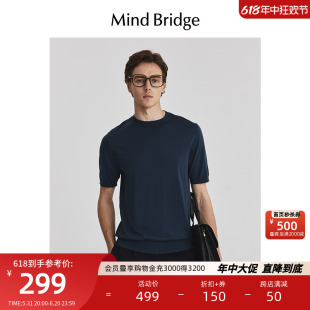 MindBridge百家好2024夏季新款羊毛衫短袖男士韩版T恤圆领上衣