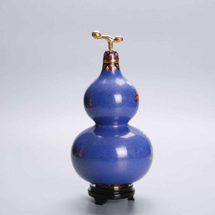 【即拍即得】景泰蓝葫芦如意瓶 高325mm aa644201