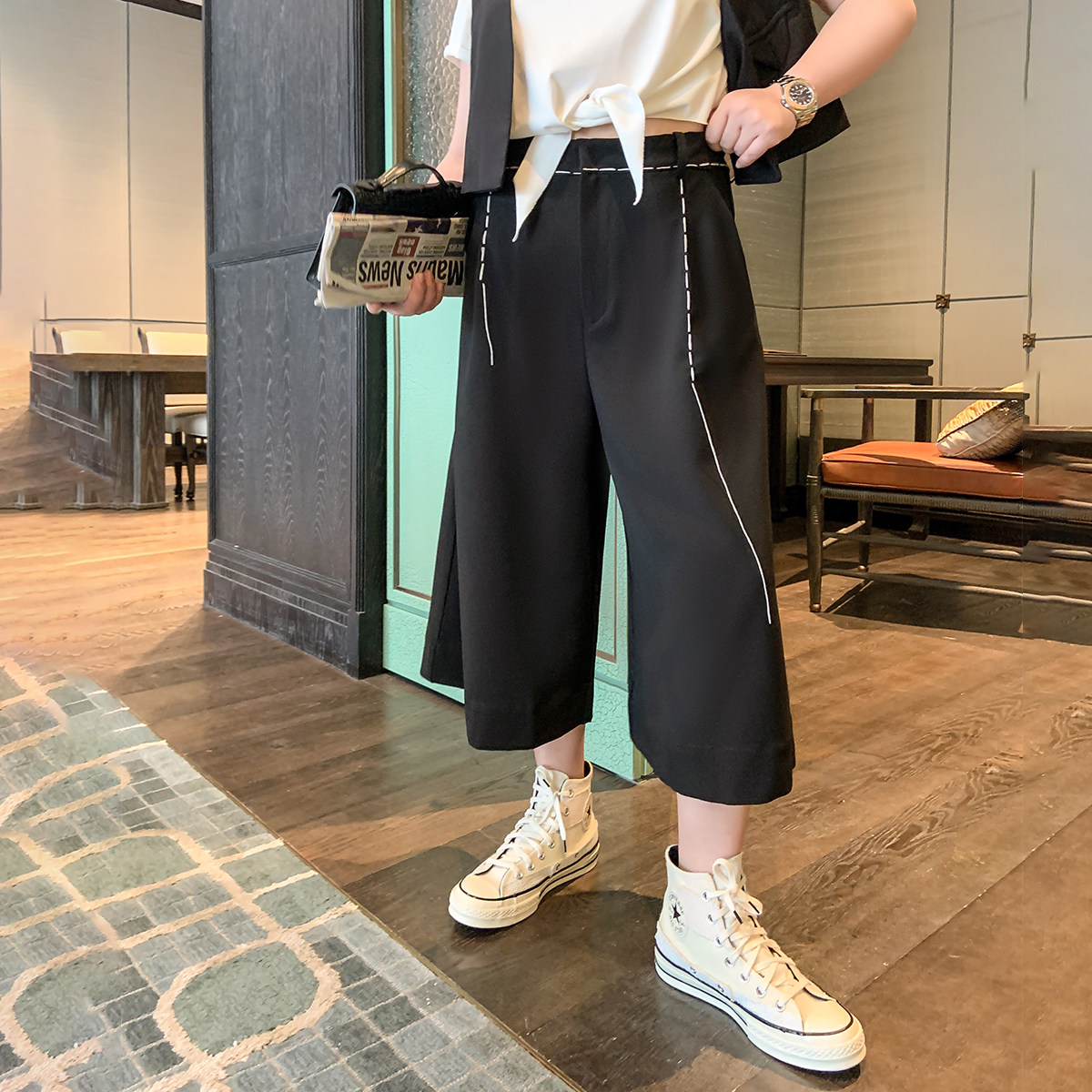 豆腐小姐大码胖妹妹mm胯大腿粗女裤子2020秋装新款时尚百搭阔腿裤