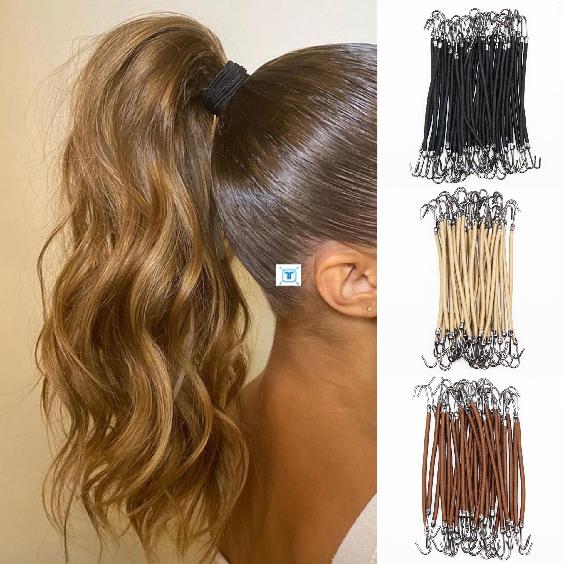 10pcs BPonytail Rubber Elastic Hook Hair Bands For Women马尾