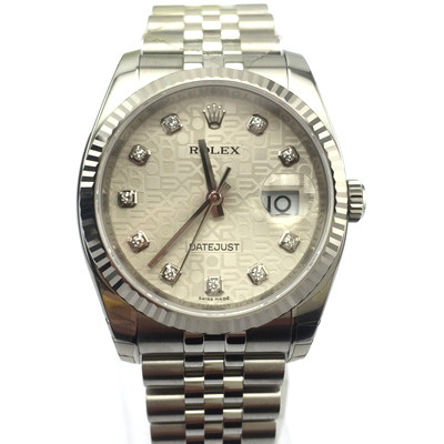 [即拍即得][9.9新] 劳力士日志型全钢钻石刻度自动男表 116234