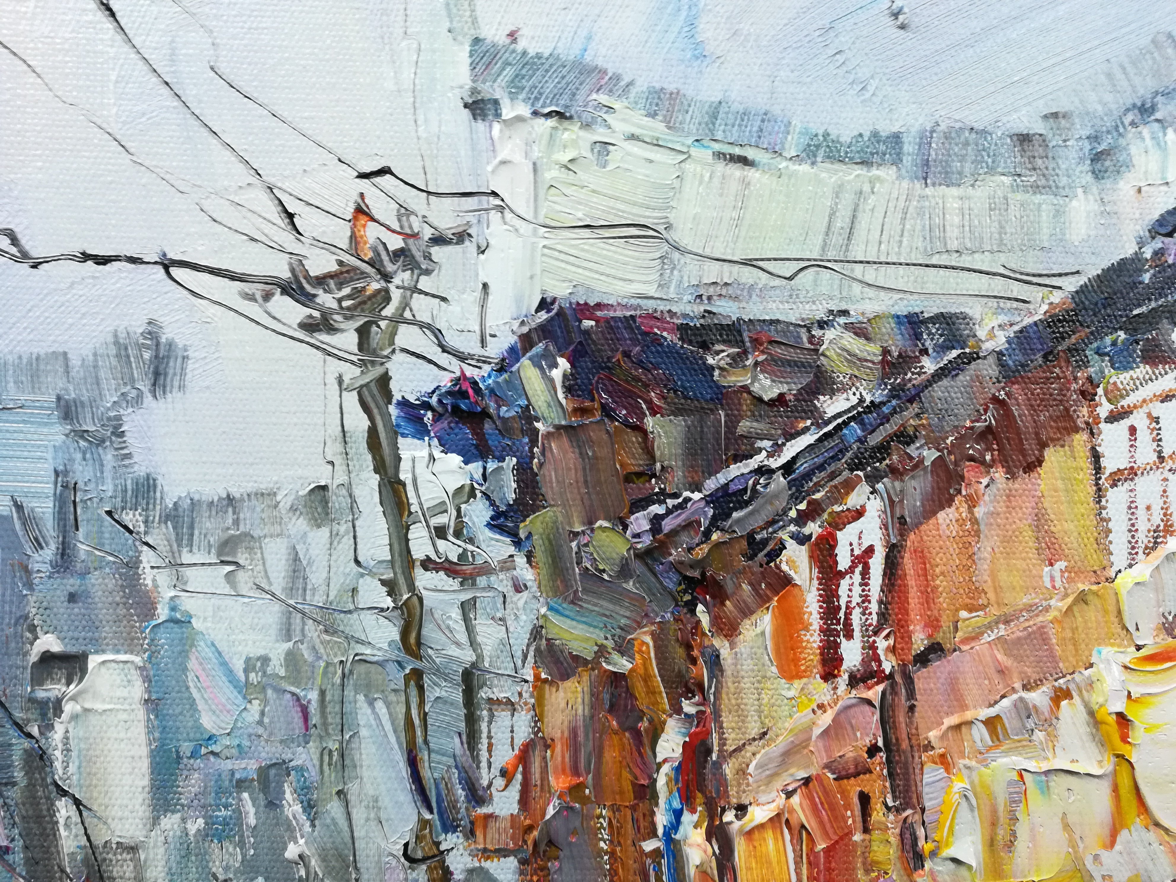 赵燕亮写生油画作品《婺源古街》大尺幅作品