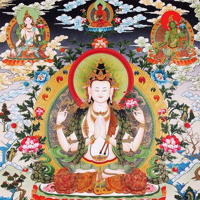 唐卡西藏手绘定制纯手工黄财神绿度母坛城西藏热贡尼泊尔镇宅唐卡