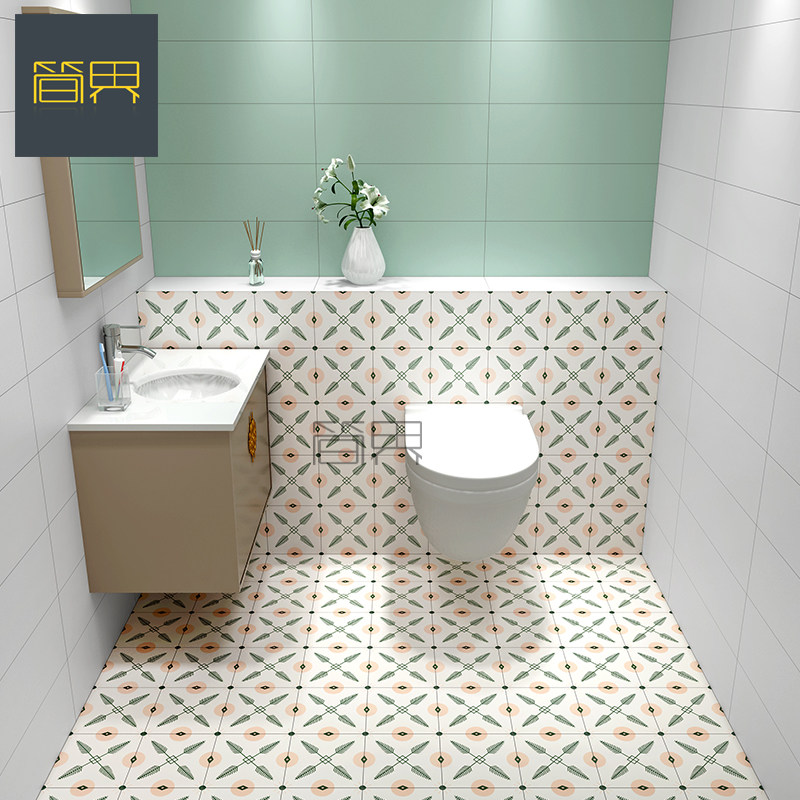 小花砖_北欧复古小花砖200卫生间瓷砖浴室地砖厨房墙砖背景艺术花片