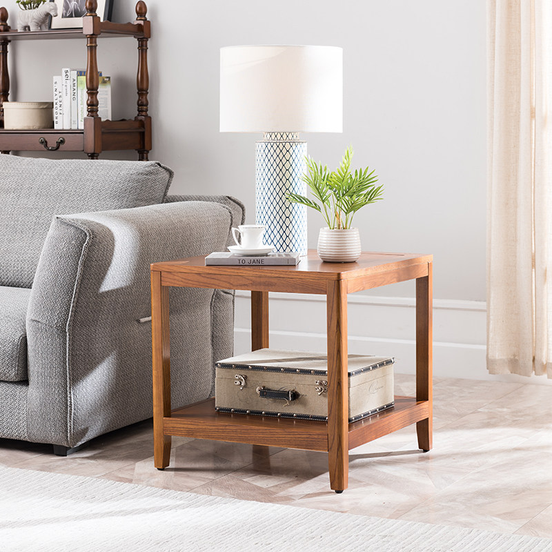 实木边几客厅沙发角几角柜简约小桌子茶几美式侧边柜方形桌床边柜