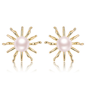 美国轻奢品牌昆西quancy珍珠太阳耳钉 毛衣链_不打折现价1398元