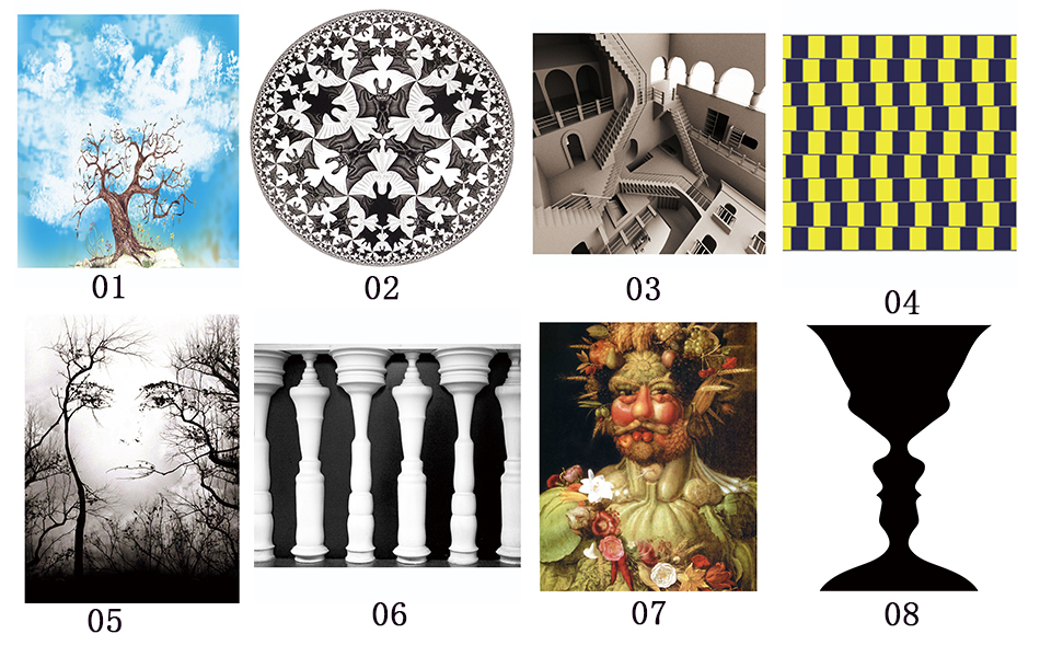 心理咨询辅导室挂图心理双歧图不可能图形九人图房间装饰画挂图