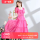艾丽丝2024夏季新款优雅波点蕾丝公主连衣裙玫瑰显瘦中长款A字裙