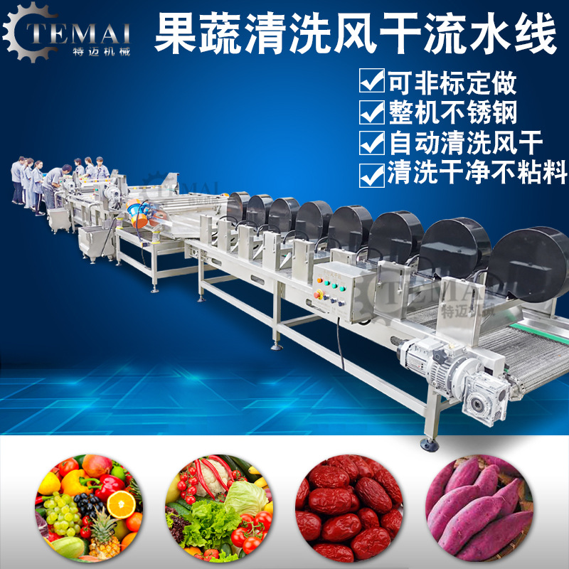 厂家定制果蔬加工生产线 净菜加工流水线设备 自动气泡蔬菜清洗机