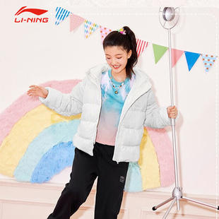 LI-NING/李宁冬季运动生活系列棉服连帽拉链保暖宽松休闲外套女款