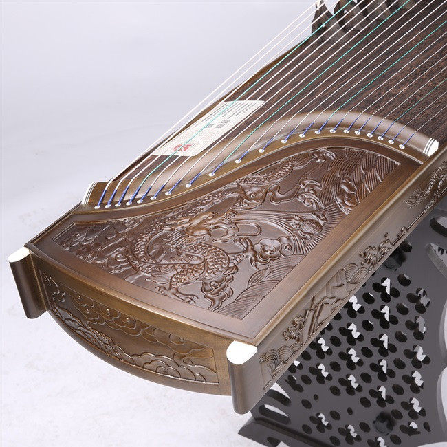 现代雕刻楠木收藏演奏古筝折面工艺专业考级金丝古筝