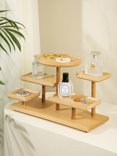 木质桌面置物架实木多肉化妆品香水多层展示架客厅陈列架小型