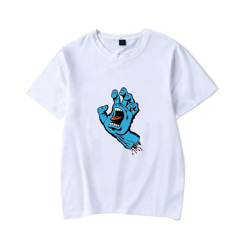 美式santa cruz潮牌鬼手印花宽松纯棉短袖男街头滑板t恤国潮衣服