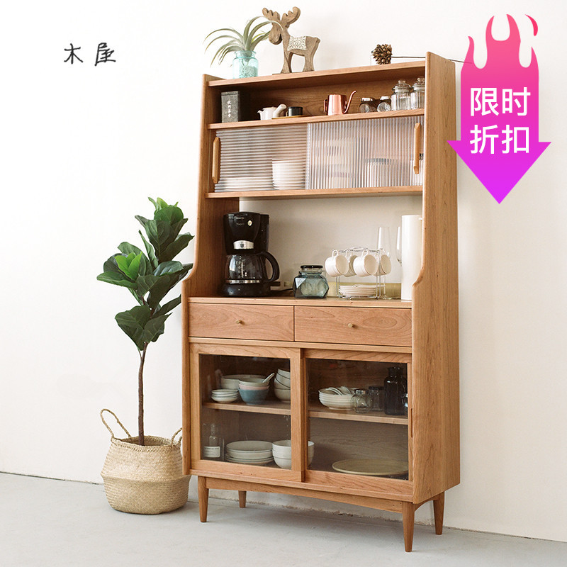 现代简约樱桃木黑胡桃全实木北欧餐边柜家用储物立柜日式茶水碗柜在类目 住宅家具, 柜类, 餐边柜中 - 来自Buy2taobao.com提供专业的淘宝代购服务