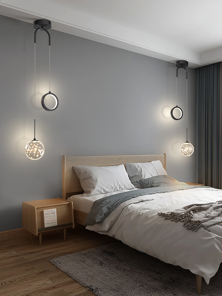 床头灯现代简约轻奢客厅背景墙装饰北欧风网红ins卧室长线小吊灯