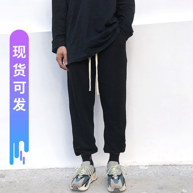 搭配椰子yeezy神裤ins侃爷同款男女休闲宽松纯色束口束脚长卫裤潮