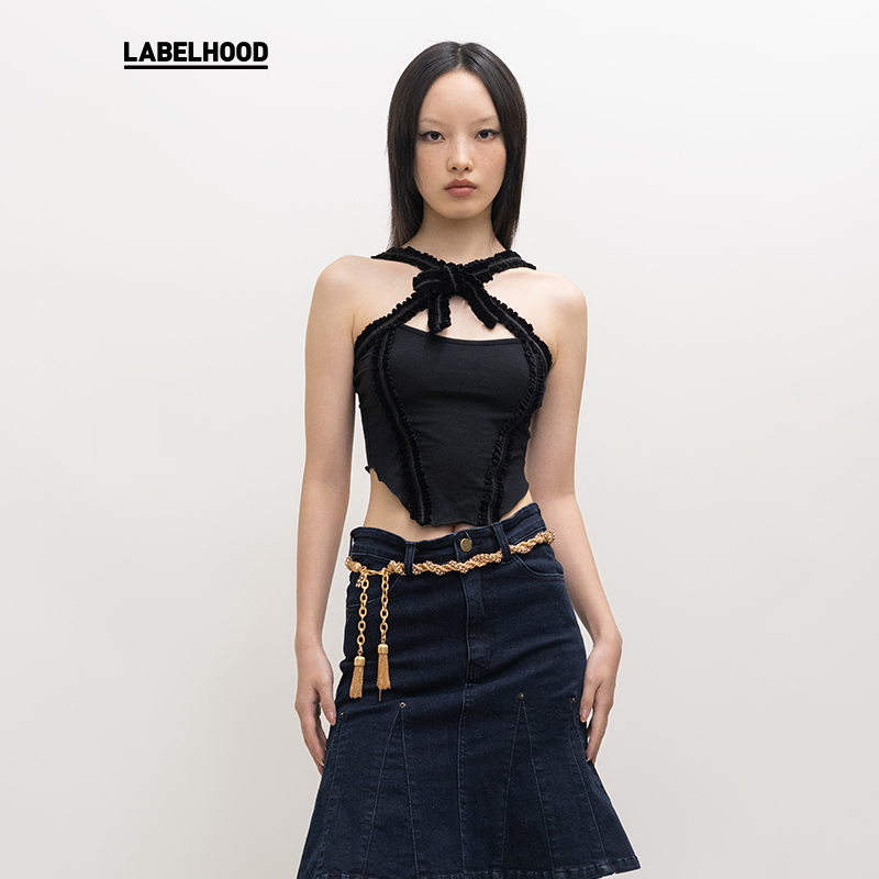 【NODRESS×LABELHOOD】蕾虎联名款新品丝绒蝴蝶结吊带背心女