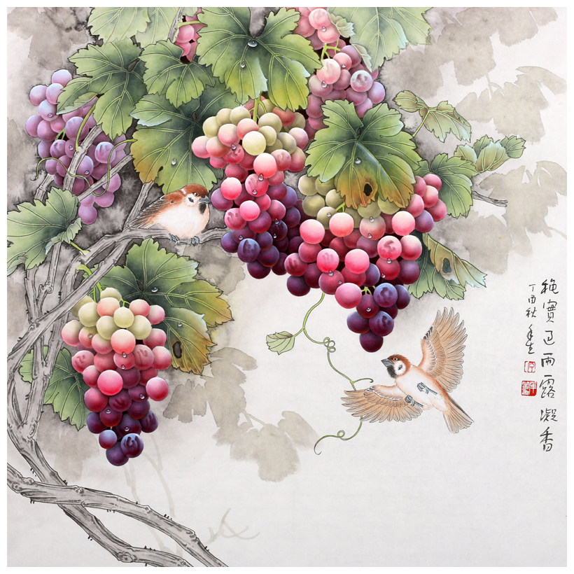 李年生《秋实过雨》当代著名工笔画家 有葡萄王之美誉