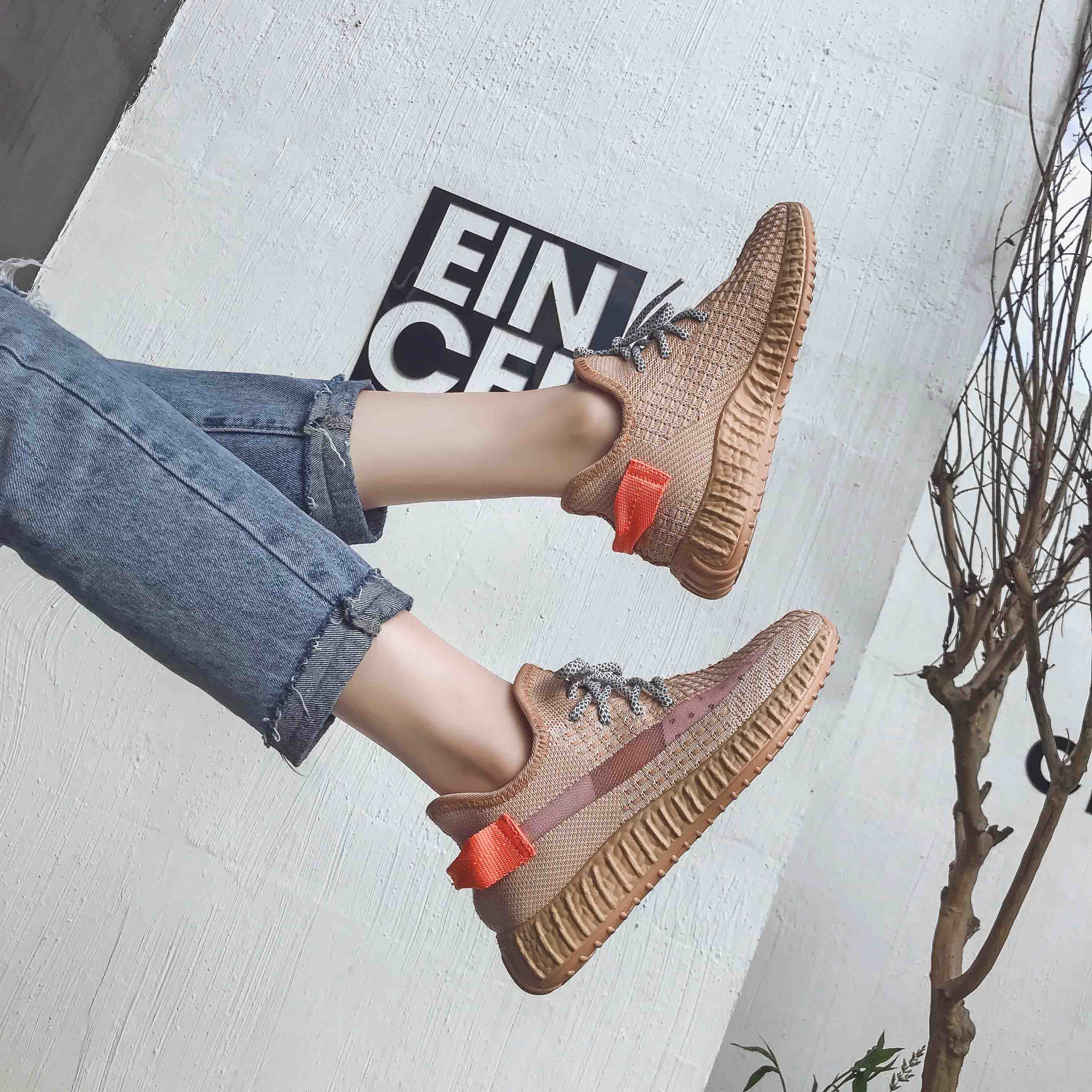 椰子鞋女情侣款兵马俑珊瑚橙老爹鞋ins潮夏季透气百搭休闲运动鞋