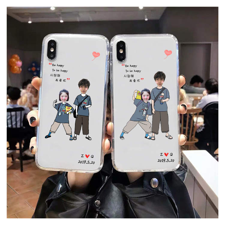 情侣手机壳定制款任意机型适用于苹果vivo华为抠图照片头像硅胶8x