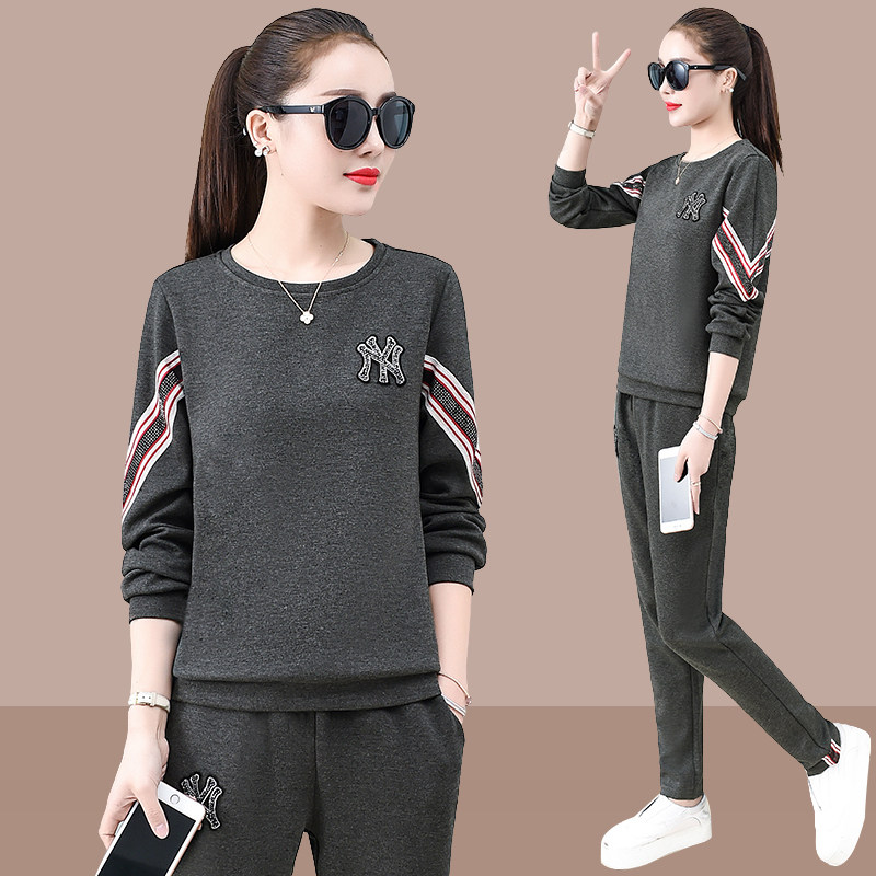 服套装女春秋2020新款时尚年春季运动休闲宽松春装妈妈两件套优惠券