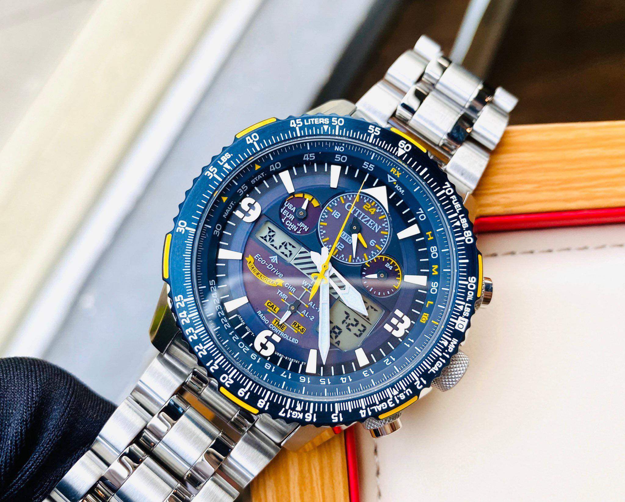 西铁城蓝天使二代空中之鹰光动能电波手表男jy8078-52l 01l