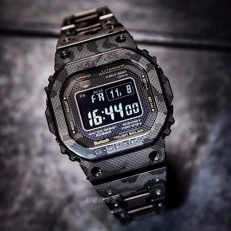 卡西欧限量版g-shock迷彩钛合金金属方块手表gmw-b5000tcm-1 tcf
