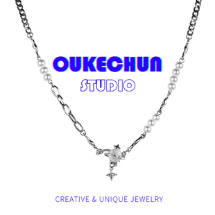 OUKECHUN小众设计珍珠星球项链女轻奢ins冷淡风吊坠高级感锁骨链