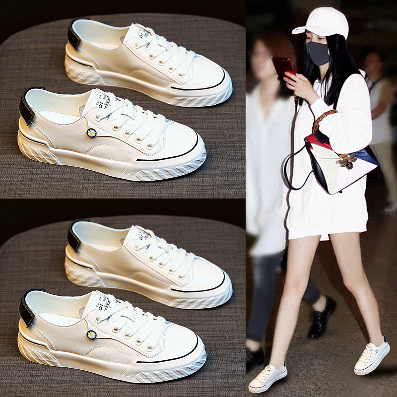 小白鞋子女2021年新款春季春款单鞋皮鞋春秋百搭平底休闲爆款板鞋|msdalam kategori Kasut wanita, kasut rendah - dari Buy2taobao.com untuk memberikan perkhidmatan ejen Taobao profesional membeli