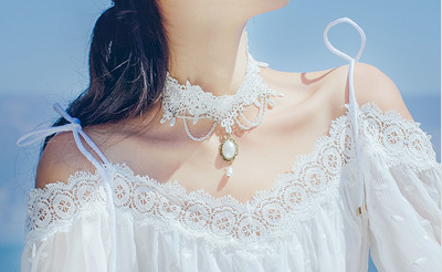 白色珍珠项链复古锁骨链女脖子饰品颈链气质新娘婚纱配饰法式项圈
