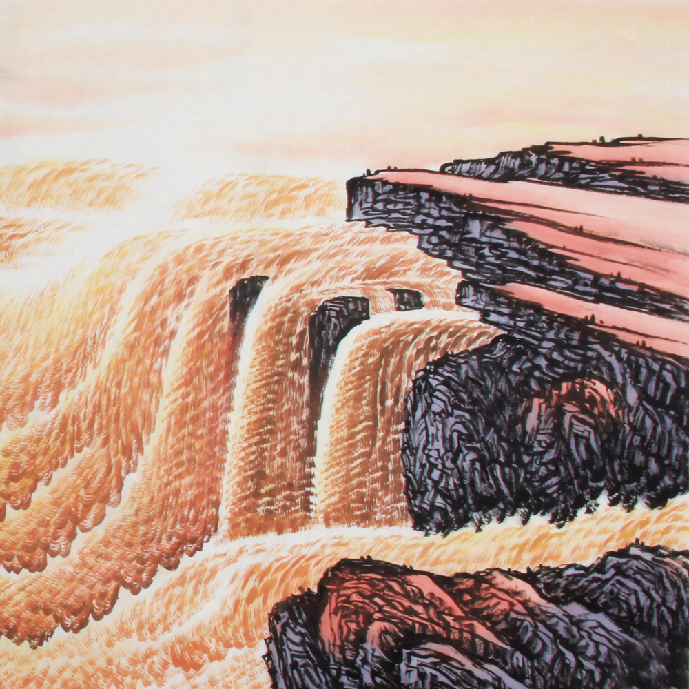 曾刚《精品山水小六尺系列 听涛黄河边》