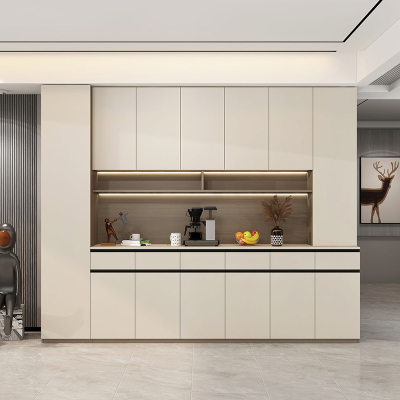 轻奢餐边柜一体靠墙现代简约餐柜餐厅实木多功能储物柜厨房收纳柜