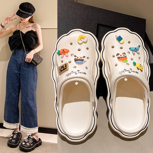 公主风洞洞鞋女夏季2024新款外穿韩版甜美厚底护士室内包头凉拖鞋