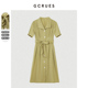 gcrues法式气质短袖裙子2024年夏季新款高级感小个子衬衫连衣裙女