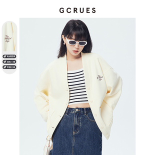 gcrues2024年春装新款名媛法式高级感棒球服卫衣短款小香风外套女