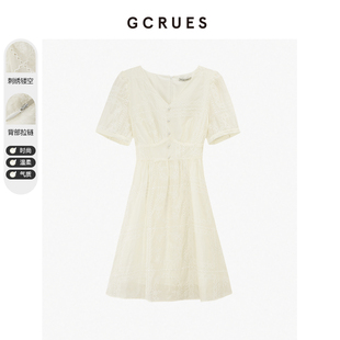 gcrues设计感裙子夏季女2024新款法式连衣裙温柔风小个子韩系裙子