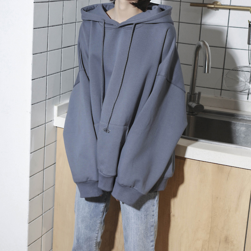 雾霾蓝卫衣女加绒