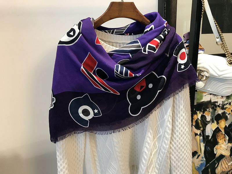 童趣 紫色莫代尔棉 披肩 长款羊绒羊毛丝巾围巾盖毯