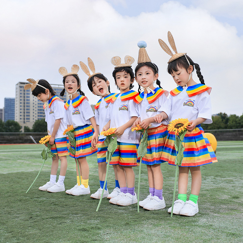 六一儿童啦啦队表演出服装小学生运动会班服幼儿园园服毕业照服装