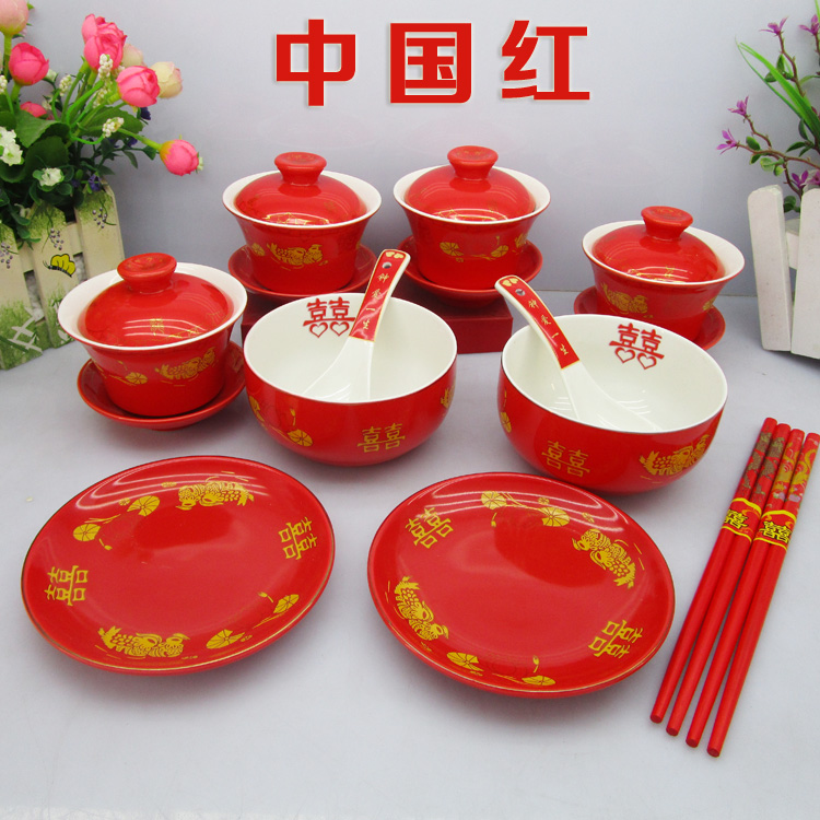 China Red porcelain Wedding celebration Supplies Dragon Phoenix On the bowl Hi Bowl marry On the bowl Right cup King cupin the Festive supplies/Gift , Other Festival Gifts category - from Buy2taobao.com to provide professional Taobao agent buy service